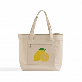 Zippered Canvas Utility Tote (Natural) Custom Printed