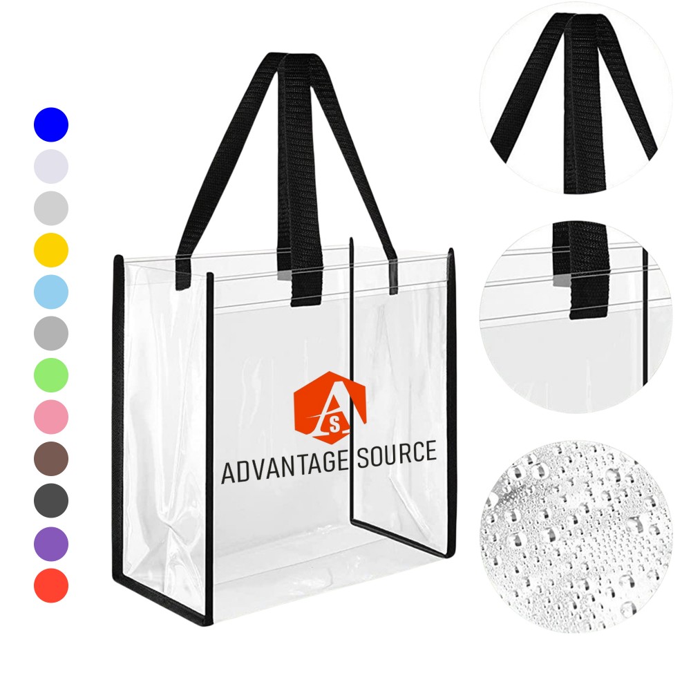 Custom Printed Clear PVC Tote Bag(12" x 12" x 6")
