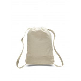 Two Tone Heavy Canvas Sport Backpacks - Natural with Logo