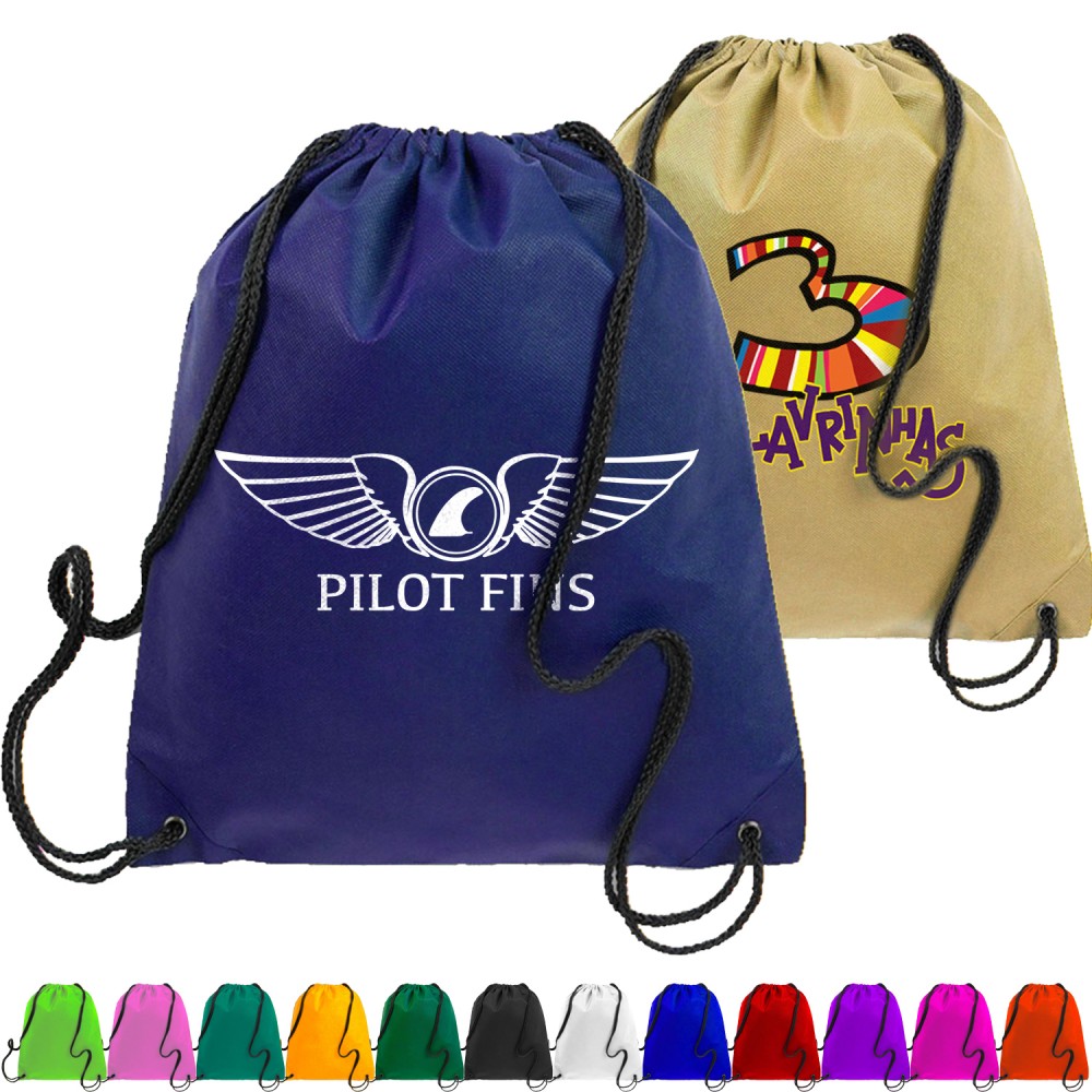 Custom Printed Non-Woven Drawstring Backpack USA Decorated (16" x 18") Custom Printed Non-Woven Drawstring Backpack USA Decorated (16" x 18")