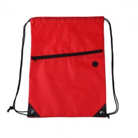 Custom Embroidered Drawstring Sports Bag With Front Zipper