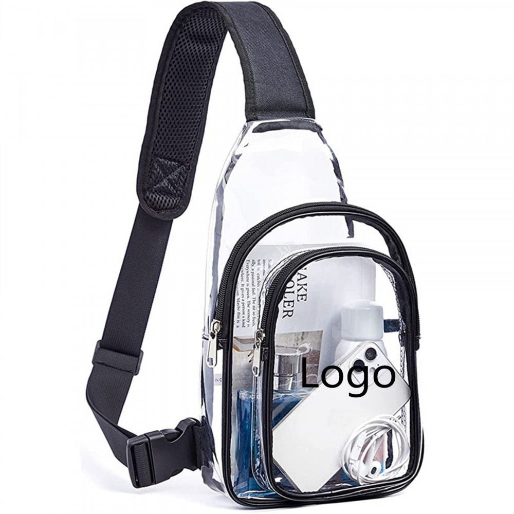 Clear Shoulder Crossbody Backpack with Logo Clear Shoulder Crossbody Backpack with Logo