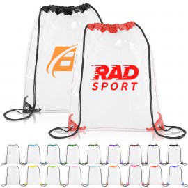 Logo Imprinted Clear Drawstring Cinch Backpack  Logo Imprinted Clear Drawstring Cinch Backpack
