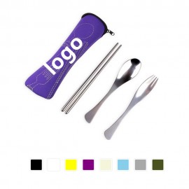 Logo Imprinted 3 Pieces Cutlery Set With Neoprene Case  Logo Imprinted 3 Pieces Cutlery Set With Neoprene Case