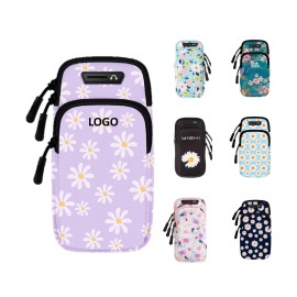 Flower Pattern Running Armband Sports Wrist Bag Custom Embroidered  Flower Pattern Running Armband Sports Wrist Bag Custom Embroidered