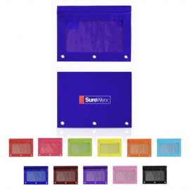 Logo Imprinted Three-Ring Pencil Pouch with Zipper  Logo Imprinted Three-Ring Pencil Pouch with Zipper