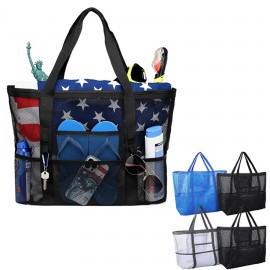 Custom Embroidered Oversized Mesh Beach Tote Toy Bag  Custom Embroidered Oversized Mesh Beach Tote Toy Bag