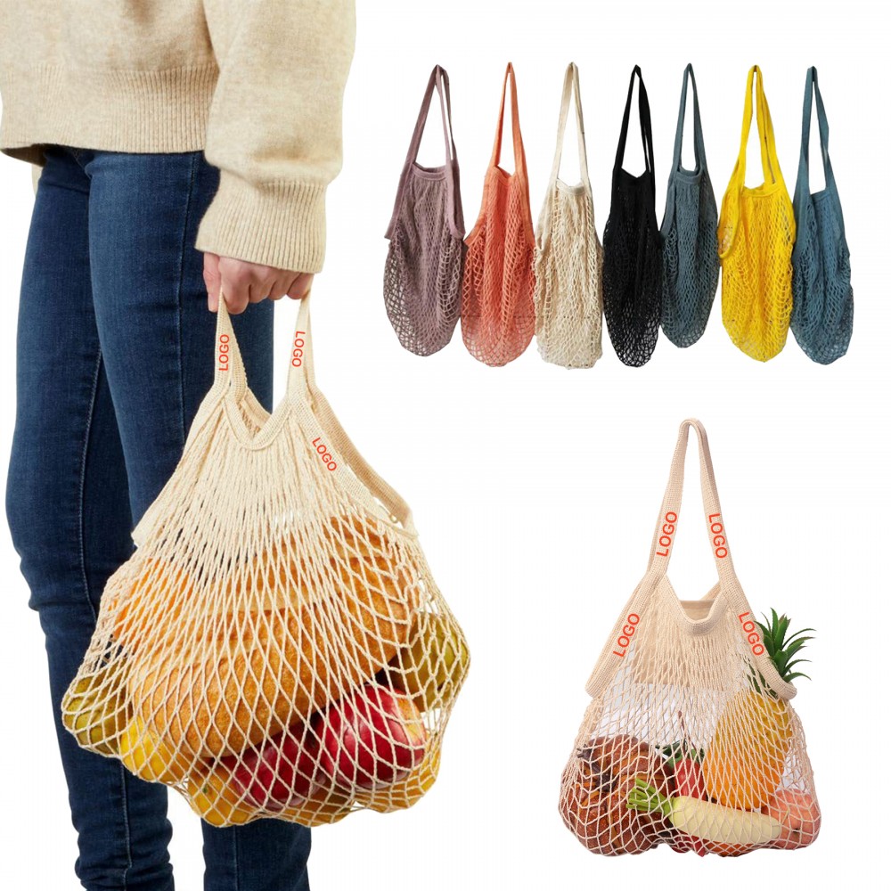 Custom Embroidered Foldable Cotton Mesh Tote Bag