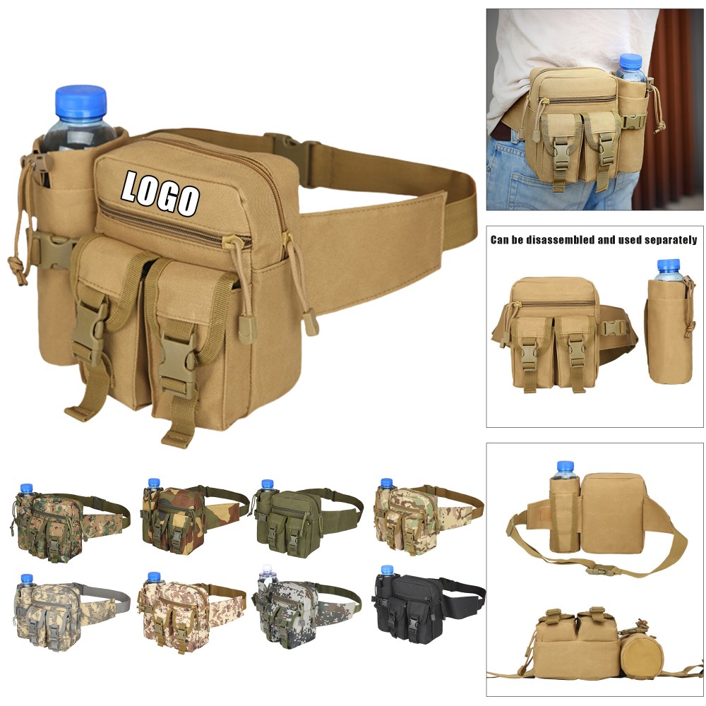 Custom Printed Outdoor Waist Pack W/ Detachable Water Bottle Holder Custom Printed Outdoor Waist Pack W/ Detachable Water Bottle Holder