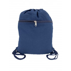Active Drawstring Bag Backpack Eco Friendly Canvas Navy Blue with Logo