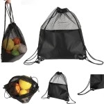 Drawstring Mesh Bag For Sports Shopping And Storage Logo Imprinted