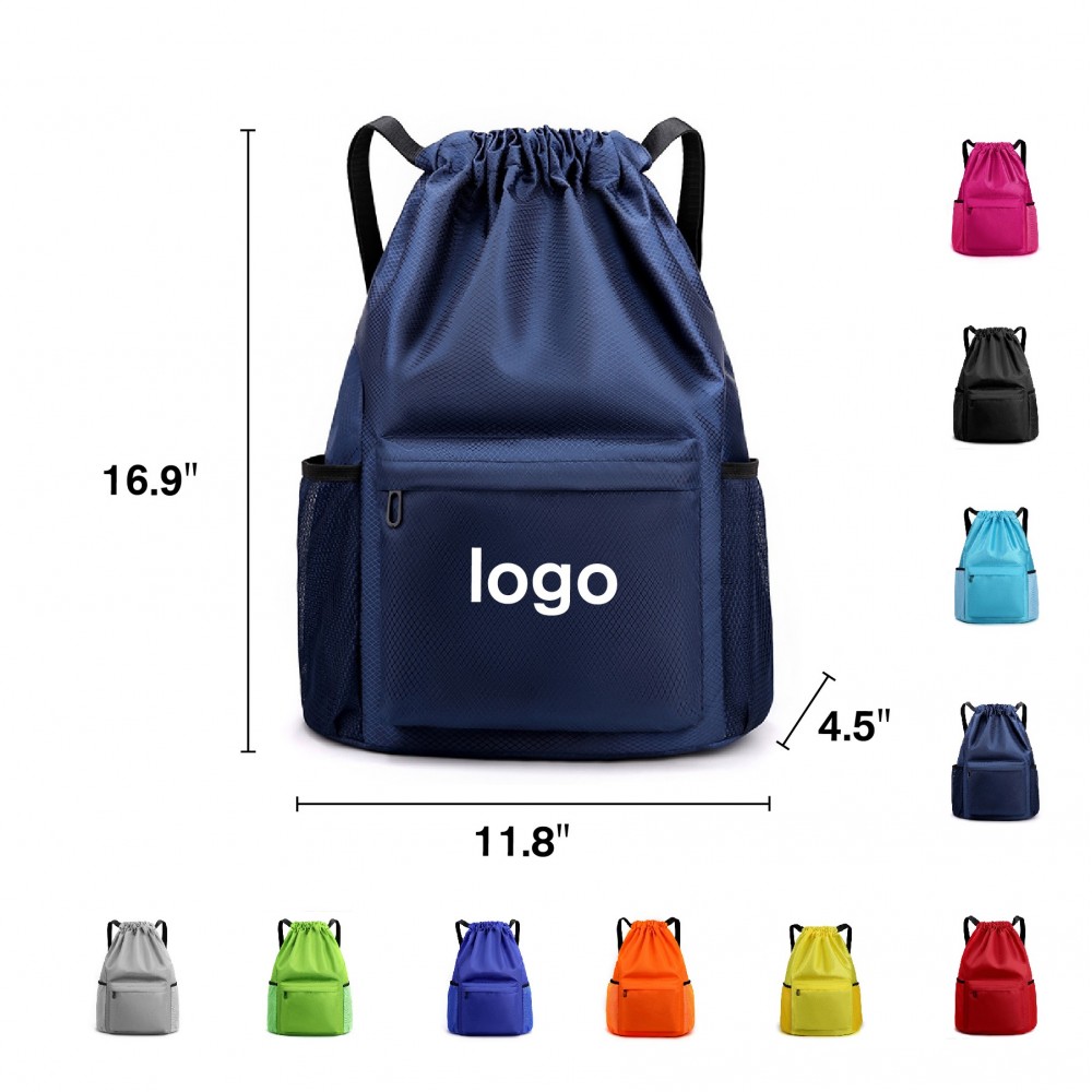 Waterproof Drawstring Gym Backpack Bag for Men & Women Custom Printed