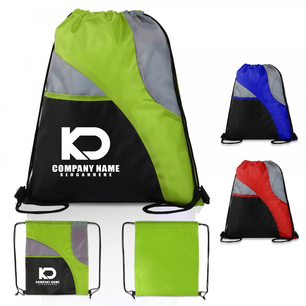 Tri-Color Drawstring Pack Logo Imprinted