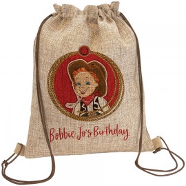 12" x 15" Burlap Sublimatable Back Sack Logo Imprinted  12" x 15" Burlap Sublimatable Back Sack Logo Imprinted