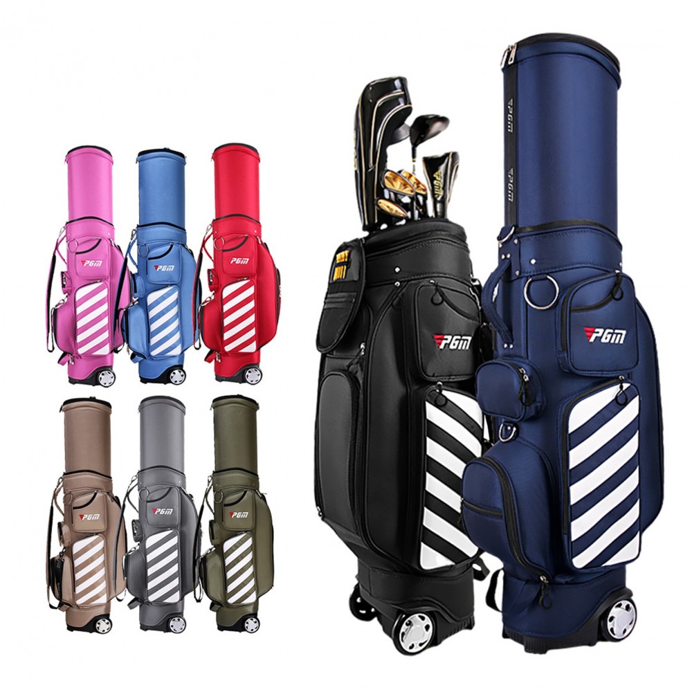 Logo Imprinted Golf Bags with Wheels Stretch Out and Draw Back