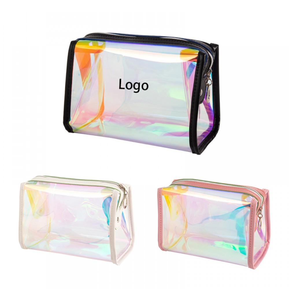 Holographic Clear Toiletry Bag Cosmetic Bag Logo Imprinted