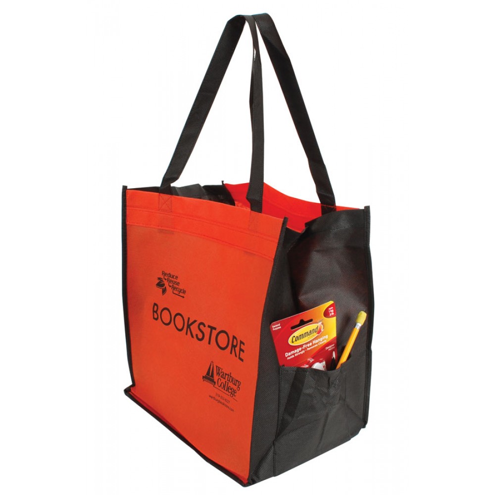 Logo Imprinted Imported Non Woven Grocery Tote Bag (12" x 10" x 14")