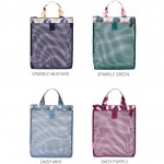 Family Beach Foldable Mesh Tote Bags With Handles Logo Imprinted