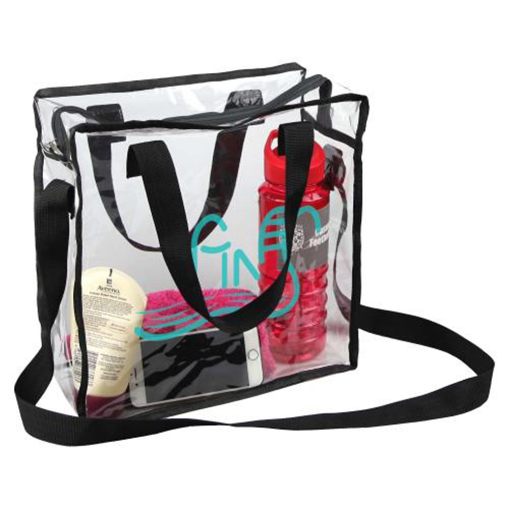 Clear PVC Zipper Tote Bag Custom Printed