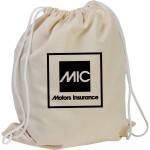 Logo Imprinted Cotton Canvas Drawstring Backpack - Full Color