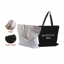 Cotton Tote w/ Zipper Closure - Printed (Natural) Custom Embroidered  Cotton Tote w/ Zipper Closure - Printed (Natural) Custom Embroidered