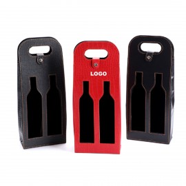 Logo Imprinted Leather Double Bottle Wine Bag  Logo Imprinted Leather Double Bottle Wine Bag