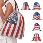 Drawstring Bag with Flag Print Custom Embroidered