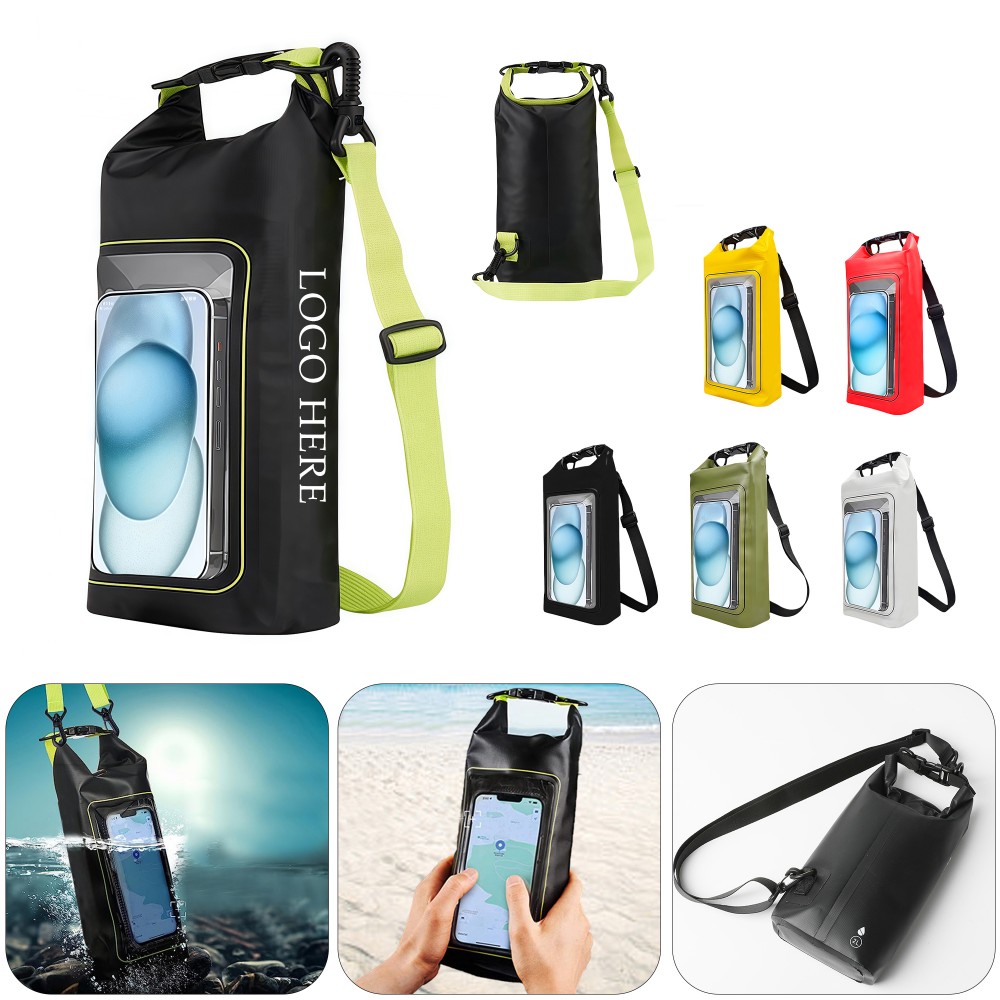 Custom Embroidered PVC Waterproof Dry Bag W/ Touchscreen Phone Window
