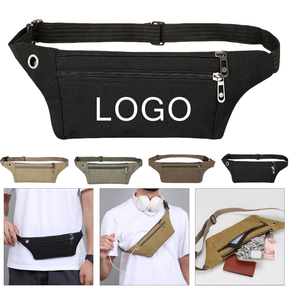 Canvas Waist Bag W/ Headphone Jack Custom Printed