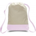 Tokyo Style Canvas Sturdy Backpack with Contrasting Straps and Trim - Natural Logo Imprinted