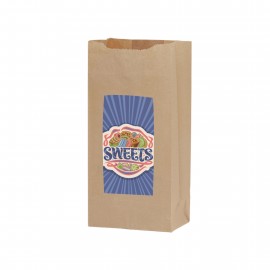 Custom Embroidered Natural Kraft 4# SOS Popcorn Bag with Full Color Digital Imprint (5 x 3 1/8 x 9 5/8)  Custom Embroidered Natural Kraft 4# SOS Popcorn Bag with Full Color Digital Imprint (5 x 3 1/8 x 9 5/8)