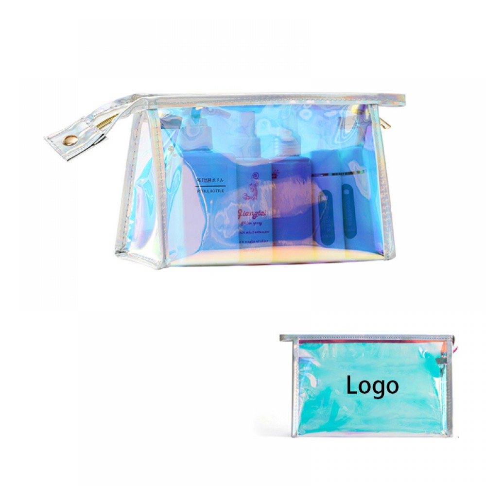 Custom Embroidered Holographic Toiletry Bag Cosmetic Bag