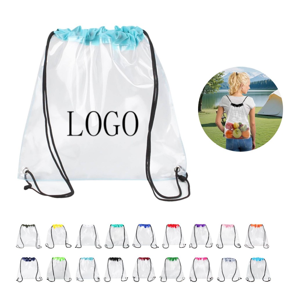 Waterproof Transparent PVC Drawstring Bag Logo Imprinted Waterproof Transparent PVC Drawstring Bag Logo Imprinted