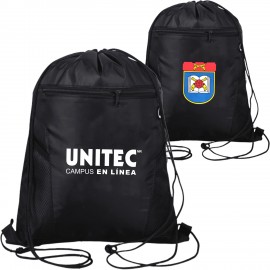 Premium Drawstring Side Mesh Backpack w/ Earphone Outlet & Front Zipper Pocket (14" x 18") Custom Embroidered  Premium Drawstring Side Mesh Backpack w/ Earphone Outlet & Front Zipper Pocket (14" x 18") Custom Embroidered