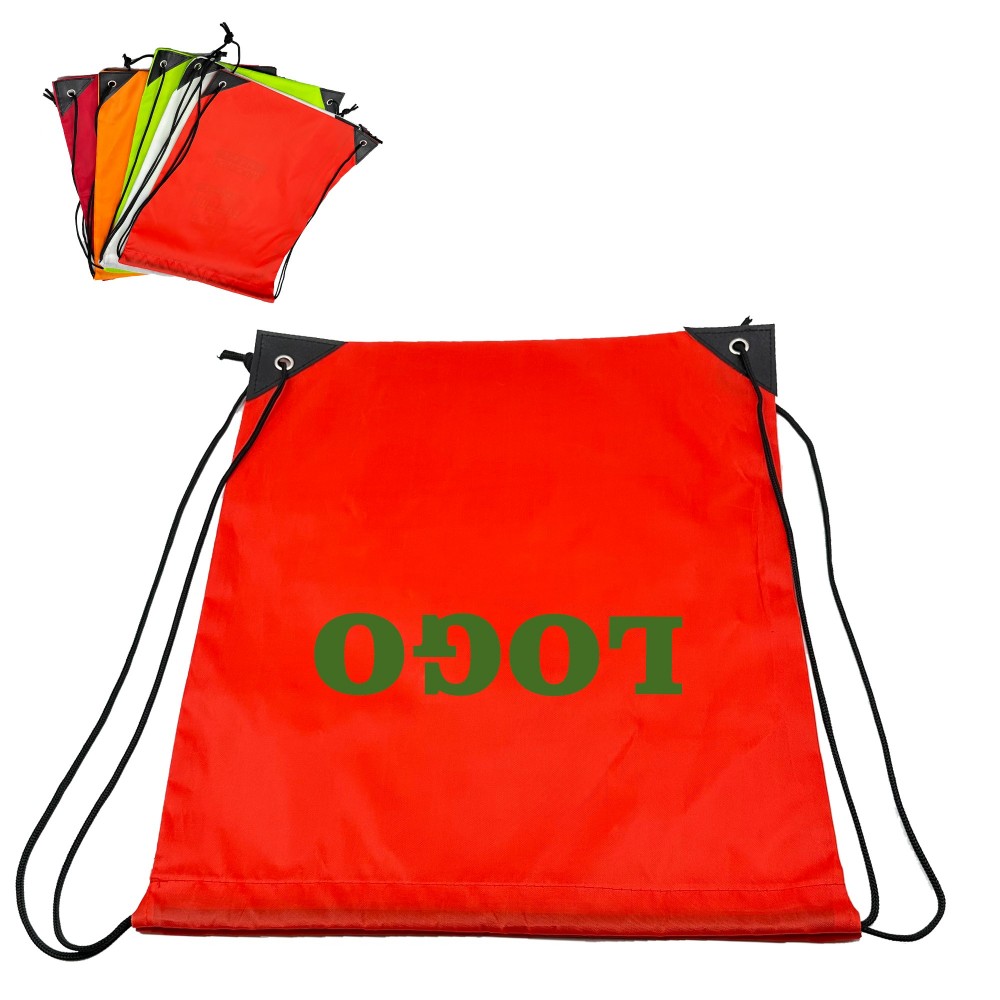 Custom Printed 210D Polyester Drawstring Backpack MOQ 50PCS