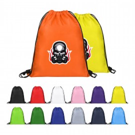 Logo Branded Lightweight Budget Drawstring Backpack 14" X 17"  Logo Branded Lightweight Budget Drawstring Backpack 14" X 17"