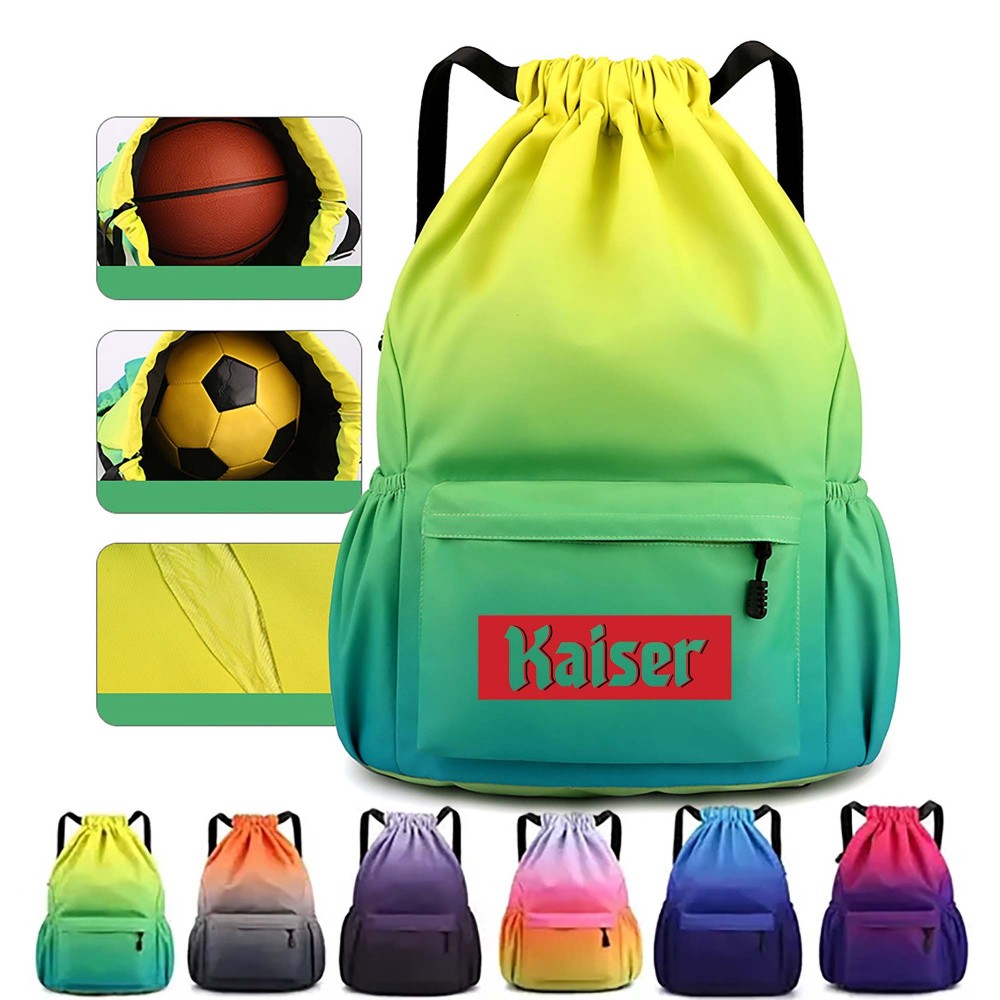 Gradient Drawstring Backpack Custom Embroidered Gradient Drawstring Backpack Custom Embroidered