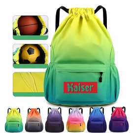 Gradient Drawstring Backpack Custom Embroidered