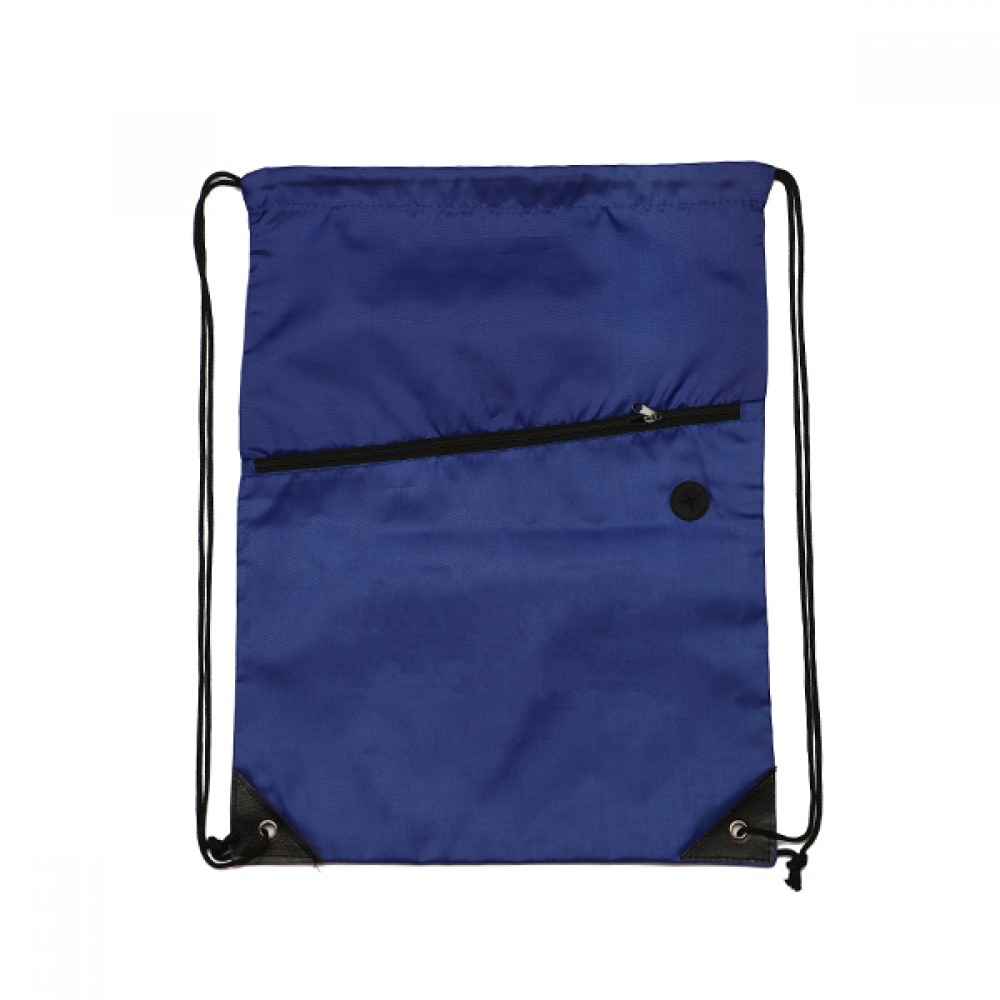 210D Polyester Drawstring Back Pack With Front Zipper Custom Embroidered 210D Polyester Drawstring Back Pack With Front Zipper Custom Embroidered