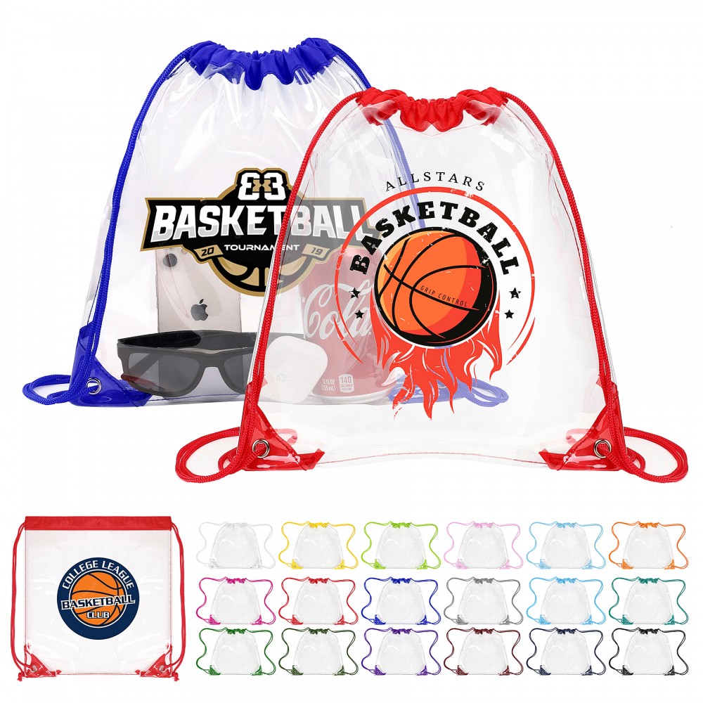 Logo Branded Clear Drawstring Backpack Logo Branded Clear Drawstring Backpack