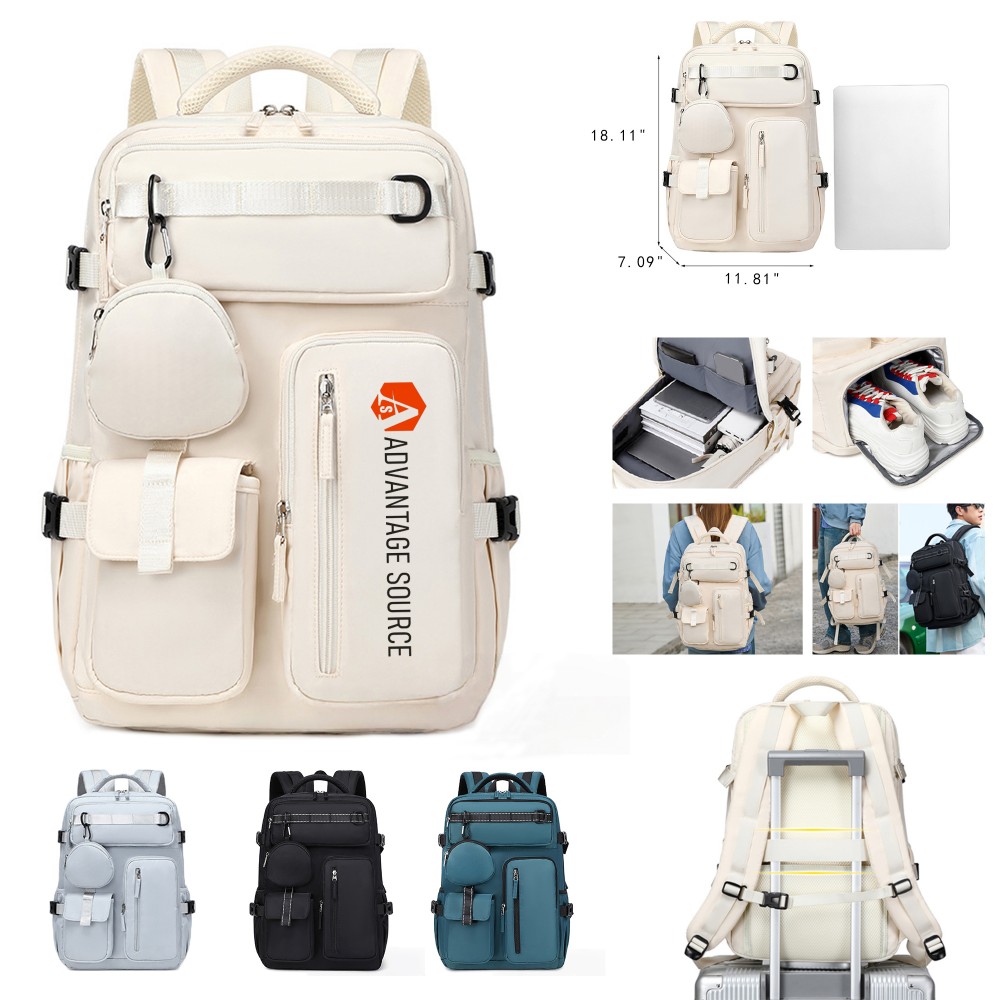 Large Expandable Backpack W/ Separate Shoe Compartment Custom Printed