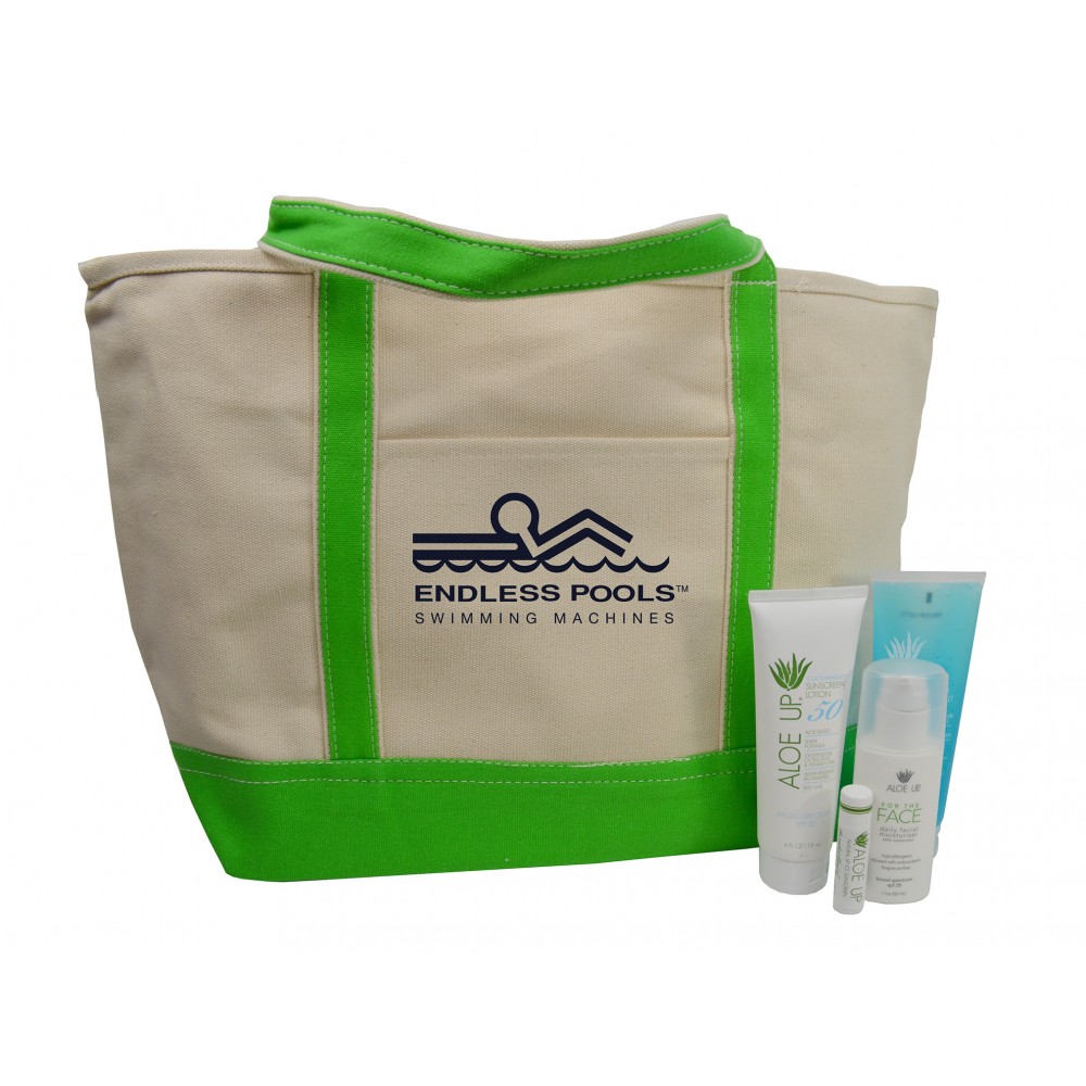 Aloe Up Cotton Tote Bag with Sport Sunscreen Custom Embroidered Aloe Up Cotton Tote Bag with Sport Sunscreen Custom Embroidered