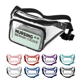 Custom Printed Clear Heavy Vinyl Fanny Pack w/ Two Zipper Pockets  Custom Printed Clear Heavy Vinyl Fanny Pack w/ Two Zipper Pockets