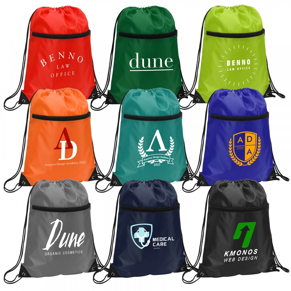 Drawstring Sports Bag with Zip Custom Printed Drawstring Sports Bag with Zip Custom Printed