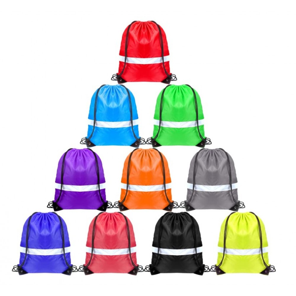 Logo Branded Reflective safety Drawstring Backpack Logo Branded Reflective safety Drawstring Backpack