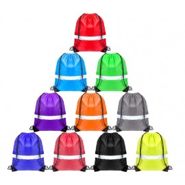 Custom Printed Reflective safety Drawstring Backpack  Custom Printed Reflective safety Drawstring Backpack