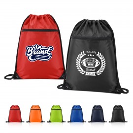 Logo Imprinted 420D RPET Drawstring Backpack With Zipper Logo Imprinted 420D RPET Drawstring Backpack With Zipper