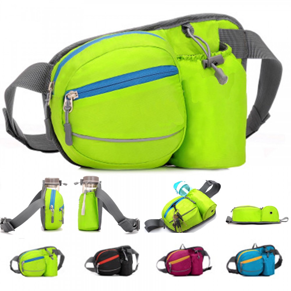 Custom Embroidered Outdoor Waist Pack With Water Bottle Holder Custom Embroidered Outdoor Waist Pack With Water Bottle Holder