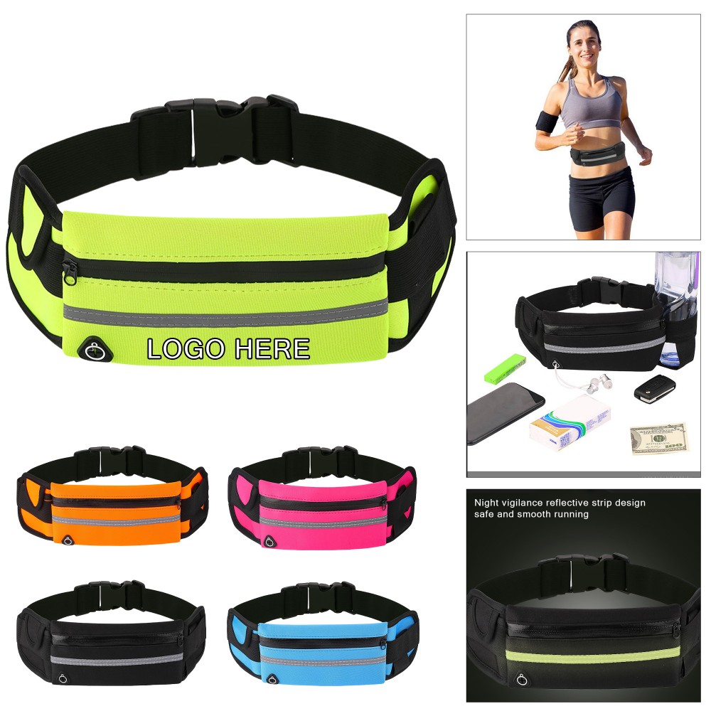 Logo Imprinted Outdoor Sports Waist Bag W/ Reflective Design