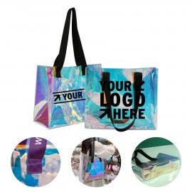 Clear Iridescent Tote Holographic with Logo  Clear Iridescent Tote Holographic with Logo